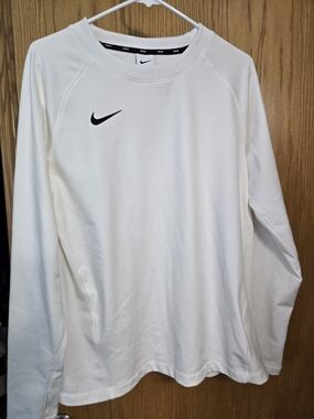Nike White Crewneck with Black Swoosh
